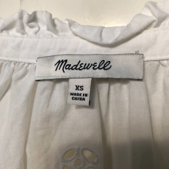 Madewell Eyelet Popover Blouse XS - Picture 2 of 5